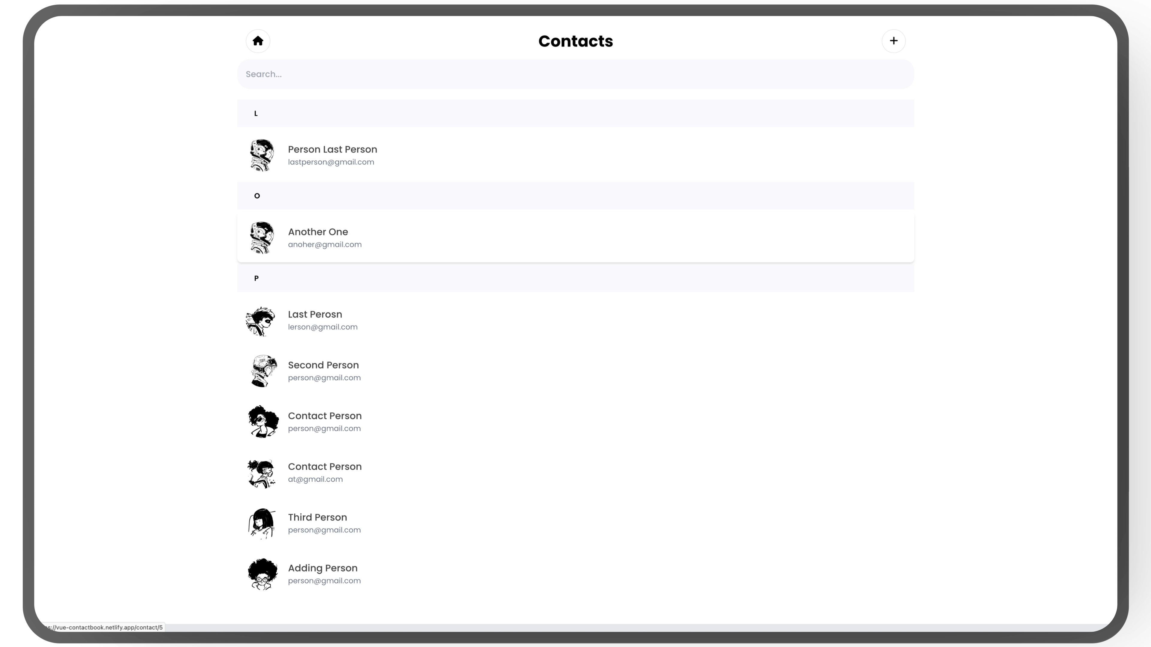 Ottawa Contact book app with Vue.jS